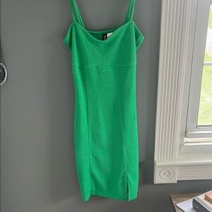 H&M Green Spaghetti Strap Slip Mini Dress
